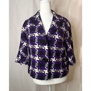 Harold's purple/white.black cropped 3/4 sleeve jacket women's sz. S